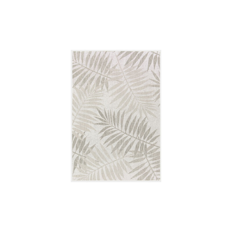 Décoweb - Tapis polyester en matière recyclé - Harmonie - Feuilles beige - 120 x 170 cm