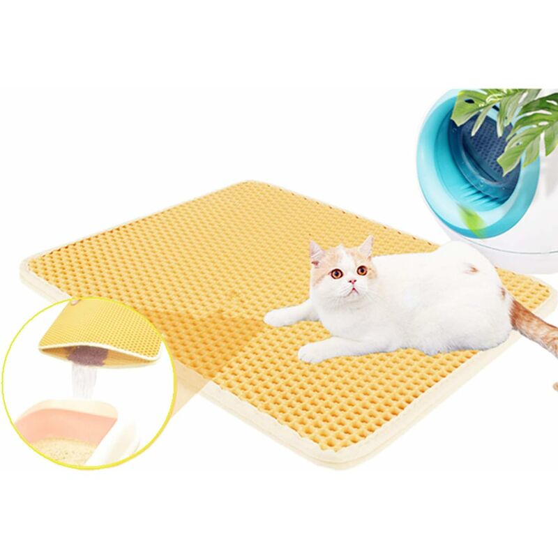 Tapis pour bac à litière pour Chat Double Couche Imperméable à l'urine Tapis de Toilette Chat Tapis pour Sortie Litiere