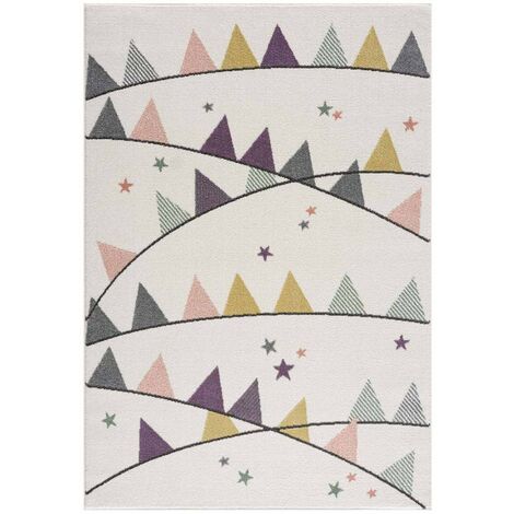 Tapis pour chambre d'enfant Crème Motif Guirlandes Multicolores (160x230cm)
