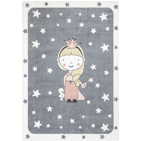 Tapis pour chambre d'enfant Gris et Bordures Blanches (80x150cm)