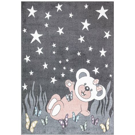 Tapis pour chambre d'enfant Ourson (Gris et Blanc - 140x200cm)