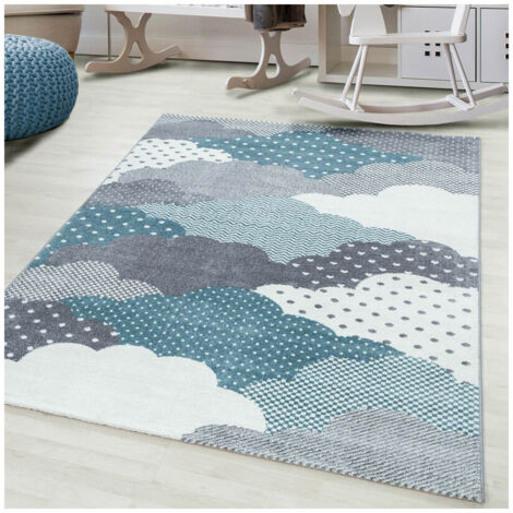 Tapis pour chambre d'enfant rectangle Cloud Bleu 80x150