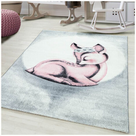 Tapis pour chambre d'enfant rose rectangle Bamba Rose 120x170
