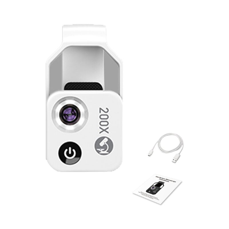 LIFCAUSAL Microscope Portable 200X Universel pour Smartphones 6 LED, Luminosité Réglable 2 Niveaux, Sans App Multifonction pour Étude Enfants et