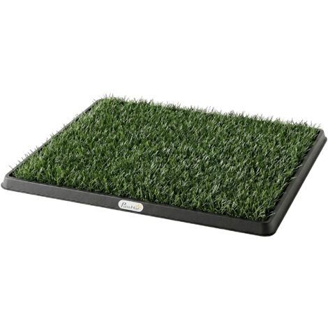Tapis pour chien avec plateau et gazon synthétique, 63 x 50,5 cm, vert