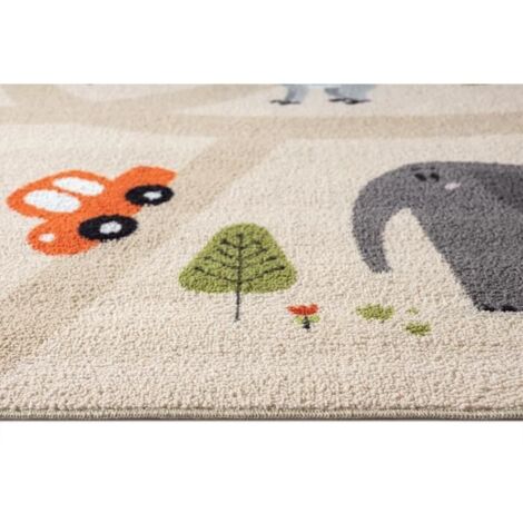 Tapis pour enfants/jeux, pour chambre à coucher, facile d'entretien, résistant, couleur crème, beige - 120 x 160 cm - antidérapant