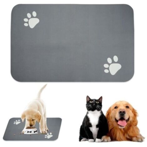 Tapis pour Gamelle - Absorbant - Antidérapant - Terre de Diatomées - 40x60 cm - Pour Chien et Chat