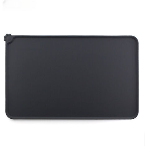 Tapis pour gamelle d'animaux antidérapant et imperméable 48x30cm en silicone noir