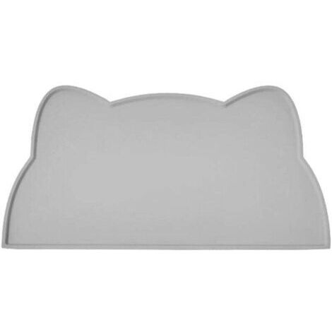 Tapis pour gamelle de chat, tapis d'alimentation en silicone pour animaux de compagnie, tapis imperméable et antidérapant pour gamelle d'eau de chien (44 x 24 cm, gris)