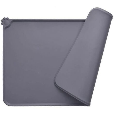 Tapis pour gamelle de chien 2024, tapis d'alimentation standard en silicone pour chat, imperméable et antidérapant, gris, 47 x 30 cm