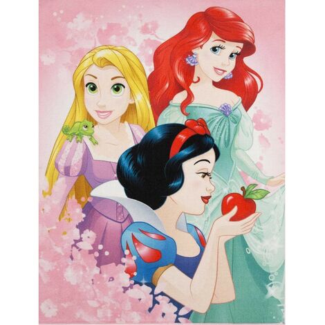 AWE Tapis Princesses Disney Blanche Neige, Ariel et Raiponce - 95 x 125 cm