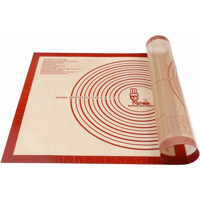 Mezheng - Tapis à pâtisserie en silicone antidérapant avec mesures 71 × 51 cm pour tapis de cuisson, Tapis de comptoir, Tapis de pâte à rouler,
