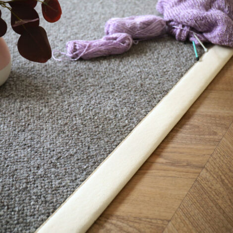 Tapis pure laine - Latoon gris foncé - Ganse coton écru - 140 x 200 cm