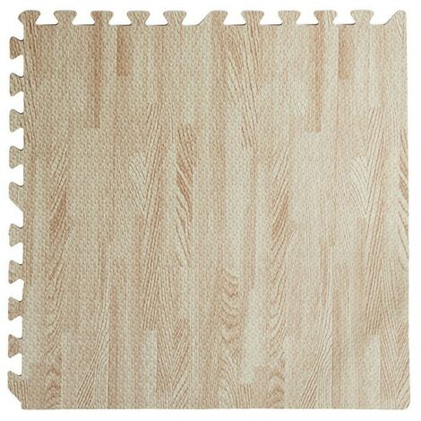 Tapis Puzzle Blanc Doux Effet Bois 60 X 60 X 0,8 Cm pour Enfants Jeu Intérieur 4Pcs