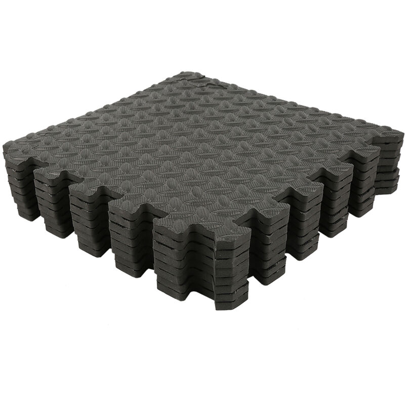 80 Pièces Tapis Puzzle de Fitness Antidérapant 30x30cm - Tapis de Sport de Sol Salle de Fitness - Tapis de Protection de Sol - Noir