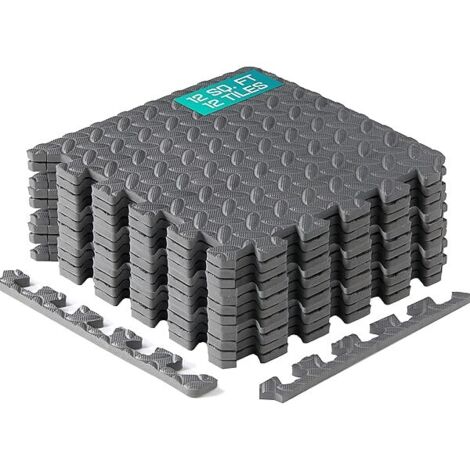 Tapis Puzzle En EVA - Dalles De Sol Interlockables 30 X 30 Cm - Pour Salon Bureau Coin Lecture Garage - 12 Pièces