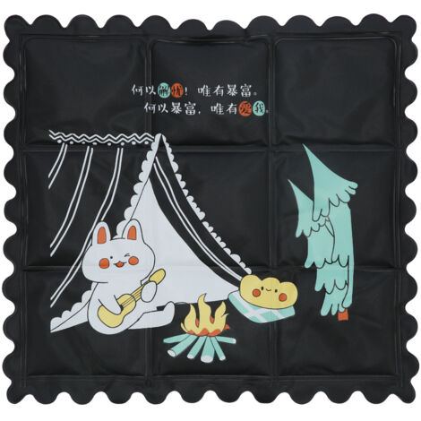 Tapis rafraîchissant aéré, coussin de siège pour été, maison et dortoir, motif cartoon, noir