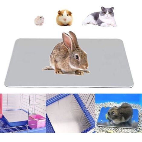 Tapis rafraîchissant en aluminium pour lapin, hamster, chiot, chaton, cochon d'Inde, chinchilla et autres petits animaux.
