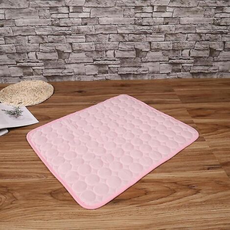 Tapis rafraîchissant en soie glacée pour chiens et chats - Coussin rafraîchissant pour niche - 70 x 55 cm - Rose