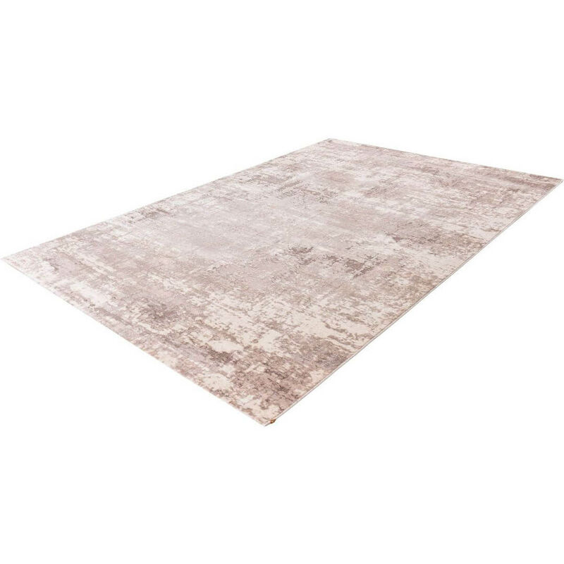 Allotapis - Tapis rayé à poils courts pour salon rectangle vintage Paris Taupe 80x150