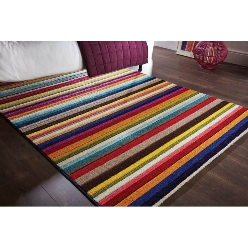 Flair Rugs - Tapis rayé pour salon design multicolore Tango Multicolore 66x300