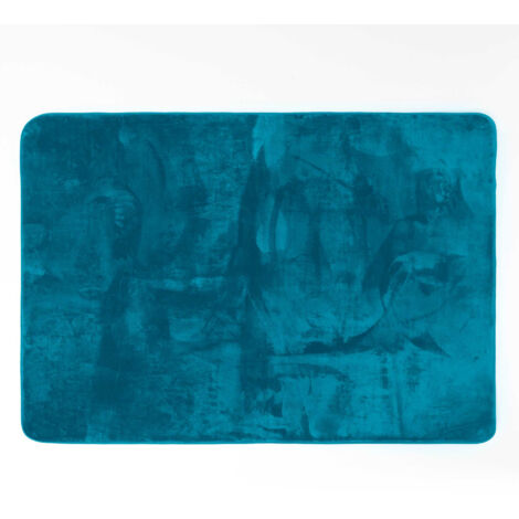Tapis Rectangle 120x170 cm – Flanelle Unie Ultra Douce – Bleu – Finition Biais