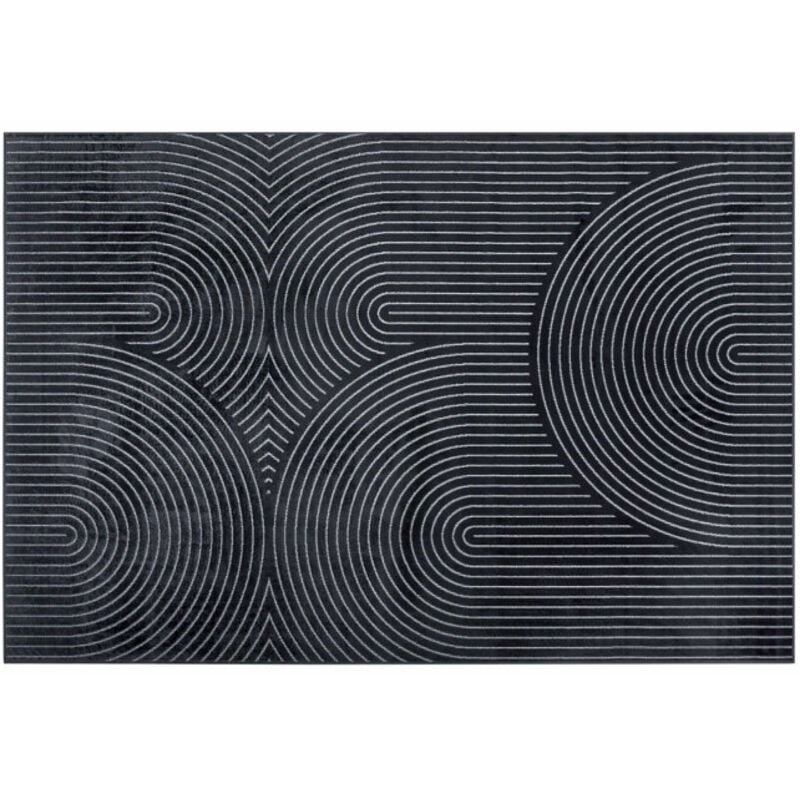 Bricoline - Tapis rectangle 140 x 200 cm viscose relief Géode - Anthracite