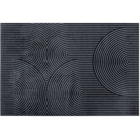Tapis rectangle 140 x 200 cm viscose relief Géode - Anthracite