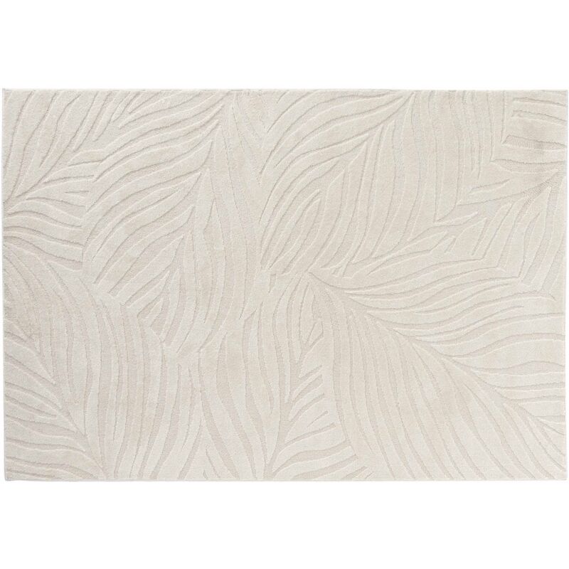 Bricoline - Tapis de salon ankara, beige, motif de feuilles