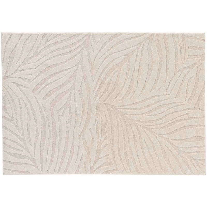 Bricoline - Tapis de salon ankara, beige, motif de feuilles