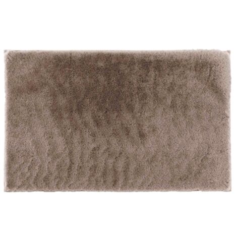 Tapis rectangle 60 x 90 cm imitation fourrure feline Taupe