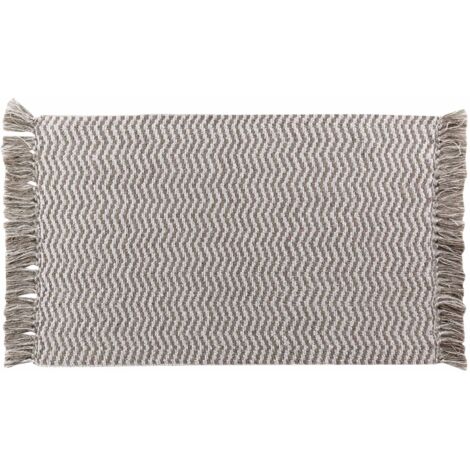 Tapis rectangle a franges 50 x 80 cm coton/polyester tisse alessia Sans