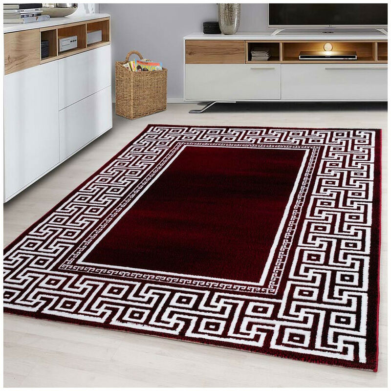 Tapis rectangle pour salon baroque à mèches courtes Stessy Rouge 120x170