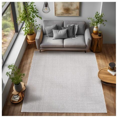Tapis rectangle uni courtes mèches contemporain Ceroti Argenté 280x370