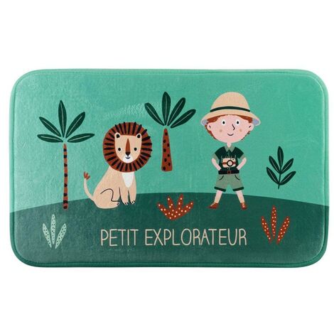 Tapis rectangle velours 45x75 cm Léo l'explorateur