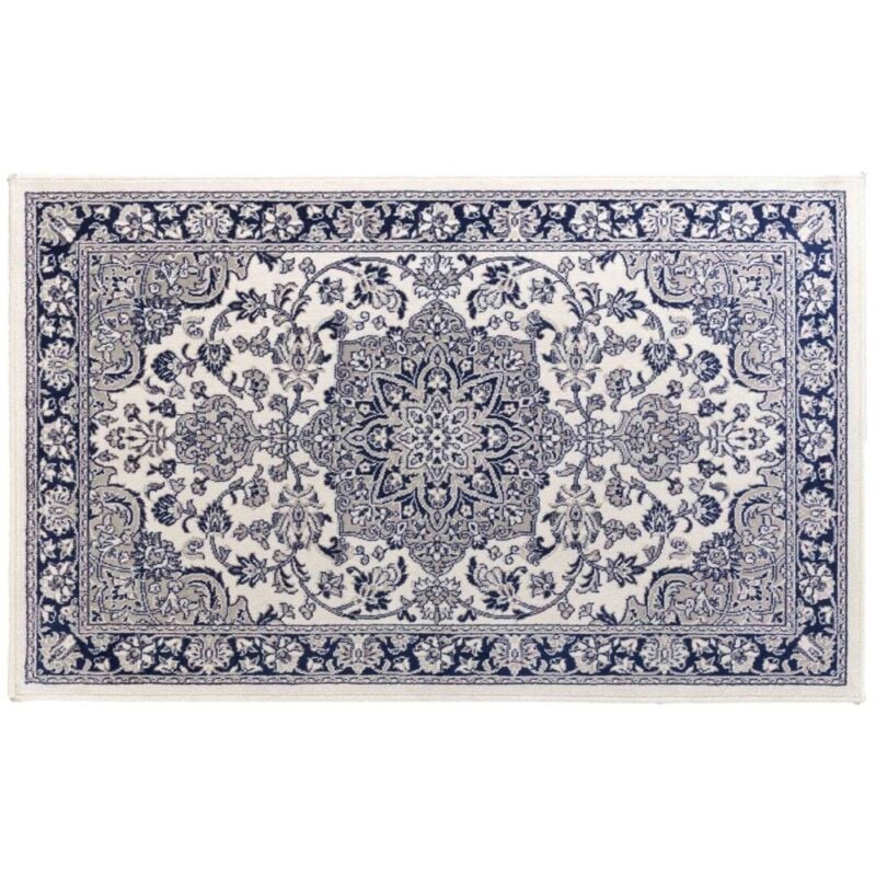 Tapis rectangulaire 68x110 cm tissé cherine bleu