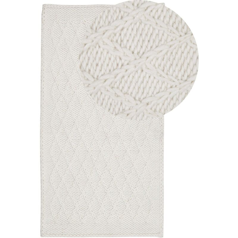 Tapis Rectangulaire Blanc en Laine Viscose et Coton pour Chambre ou Salon au Style Scandinave 80 x 150 cm Beliani
