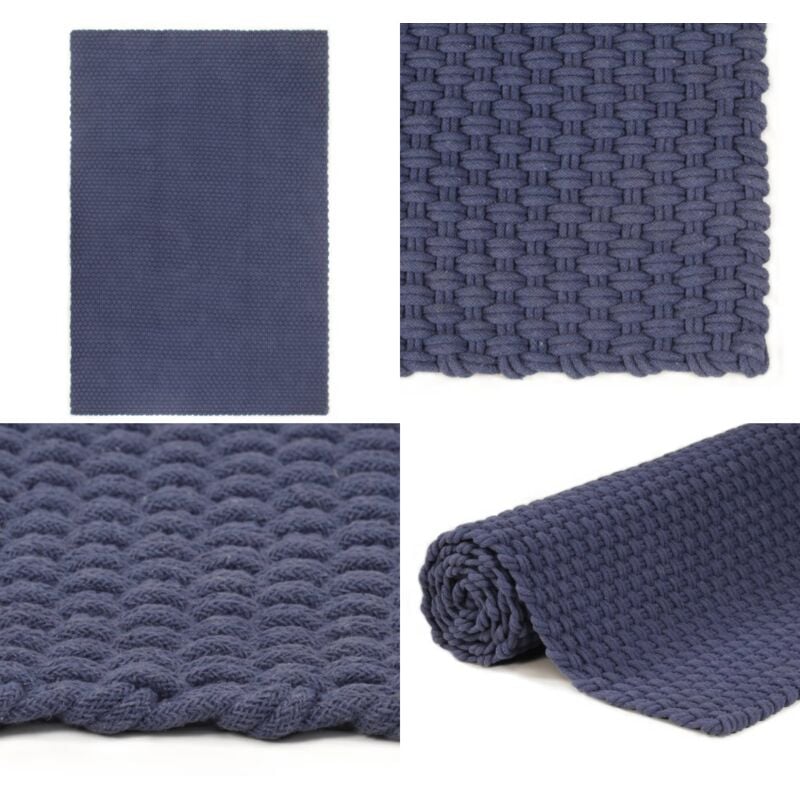 Vidaxl - Tapis rectangulaire Bleu marine 180x250 cm Coton - Tapis Bleu - Tapis Coton - Tapis Décoration Intérieure - Tapis Salon - Tapis Chambre