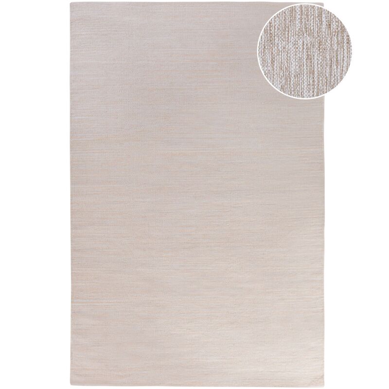 Tapis 140 x 200 cm en Coton Beige Fabriqué à la Main Style Moderne Boho Derince