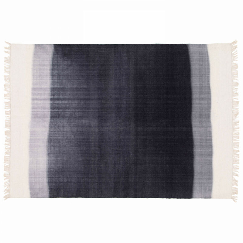 Oviala - Tapis rectangulaire en laine tissé à plat bleu 120 x 170 cm