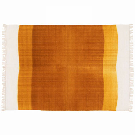 Tapis rectangulaire en laine tissé à plat jaune/ orange 160 x 230 cm