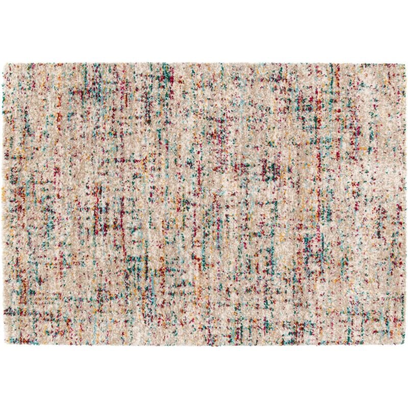 Oviala - Tapis rectangulaire à poils longs contemporain multicolore 120x170 cm