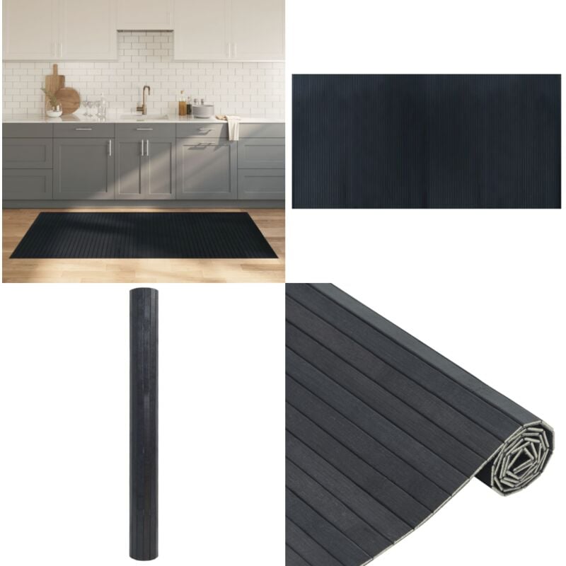 Vidaxl - Tapis rectangulaire gris 100x200 cm bambou - Tapis En Bambou - Tapis Design - Tapis Gris - Tapis Salon - Tapis Chambre - Home & Living