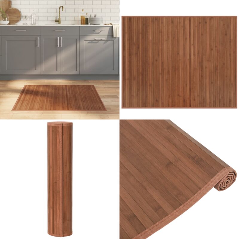 Tapis rectangulaire marron 80x100 cm bambou - Tapis En Bambou - Tapis Design - Tapis Salon - Tapis Chambre - Décoration Intérieure - Home & Living
