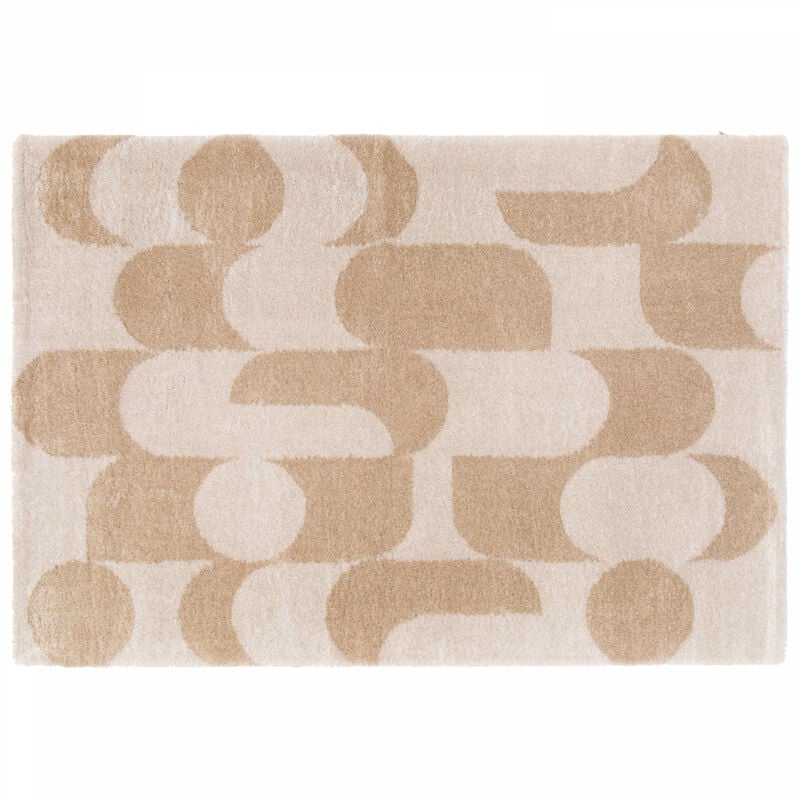 Tapis rectangulaire motif seventies écru et beige 160 x 230 cm