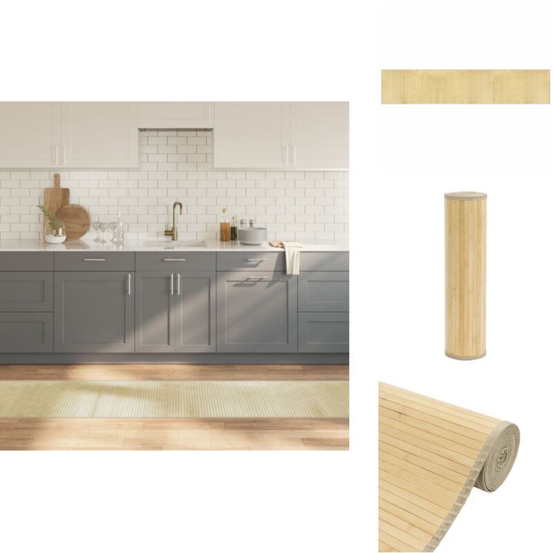 Tapis rectangulaire naturel clair 60x300 cm bambou - Tapis En Bambou - Tapis Naturel - Décoration Intérieure - Tapis Salon - Tapis Chambre