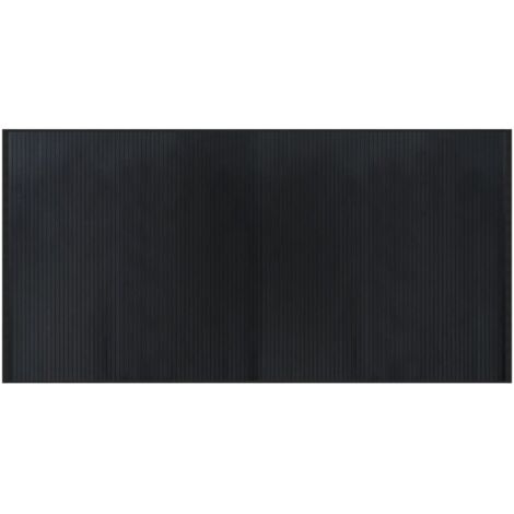 Tapis rectangulaire noir 100x200 cm bambou