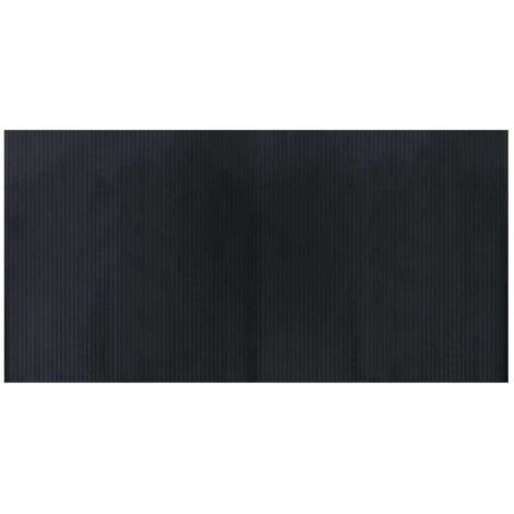 Tapis rectangulaire noir 100x200 cm bambou