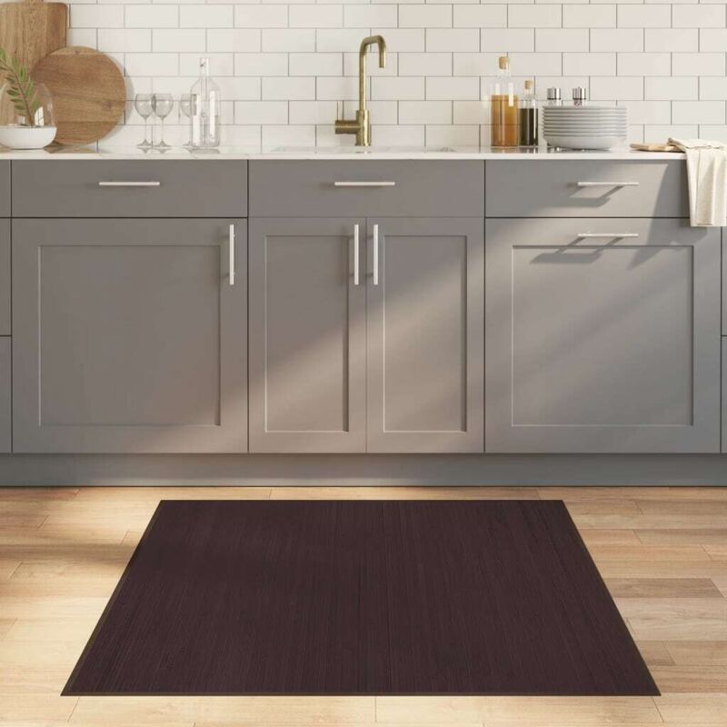Vidaxl - Tapis carré marron foncé 100x100 cm bambou