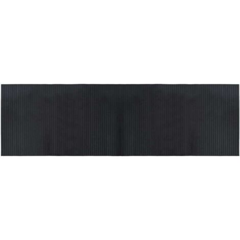 Tapis rectangulaire noir 60x200 cm bambou